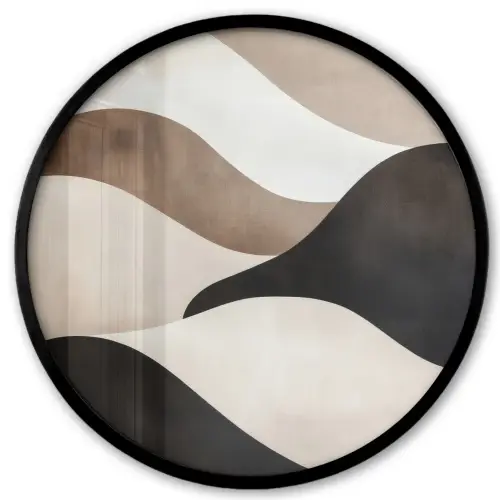 Golven - Abstract - Beige Fotolijst rond zonder passe partout klein -3d
