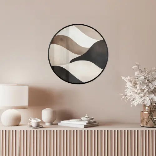 Golven - Abstract - Beige Fotolijst rond zonder passe partout klein -sfeer3