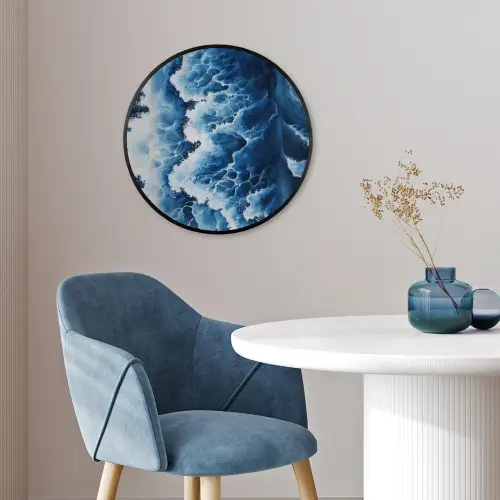 Golven - Blauw - Schuim Fotolijst rond zonder passe partout klein -sfeer2