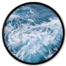 Golven - Oceaan - Blauw Fotolijst rond zonder passe partout klein -3d