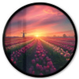Windmolen - Zonsondergang - Landschap Fotolijst rond zonder passe partout klein -3d