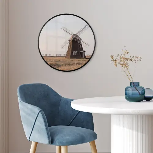 Windmolens - Landschap - Veld Fotolijst rond zonder passe partout klein -sfeer2