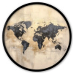 Wereldkaart - Goud - Zwart - Abstract Fotolijst rond zonder passe partout klein -3d