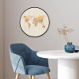 Wereldkaart - Realistisch - Beige Fotolijst rond zonder passe partout klein -sfeer2