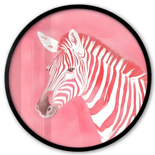 Zebra - Pink - Verf Fotolijst rond zonder passe partout klein -3d