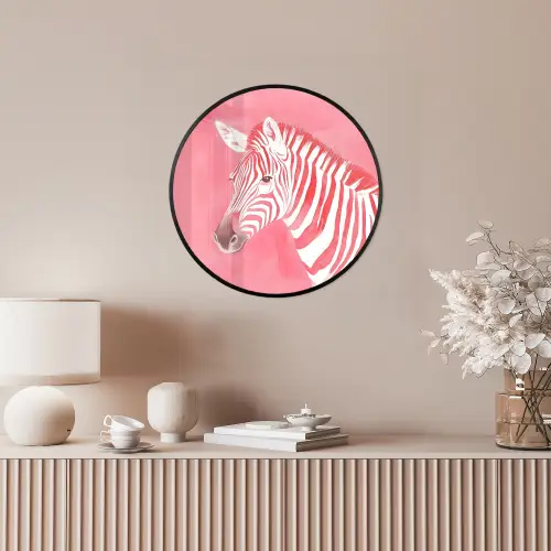 Zebra - Pink - Verf Fotolijst rond zonder passe partout klein -sfeer3