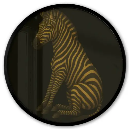 Zebra - Strepen - Goud Fotolijst rond zonder passe partout klein -3d