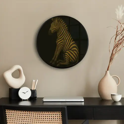 Zebra - Strepen - Goud Fotolijst rond zonder passe partout klein -sfeer1
