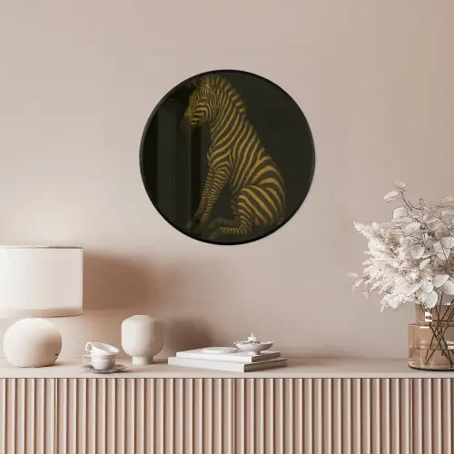 Zebra - Strepen - Goud Fotolijst rond zonder passe partout klein -sfeer3