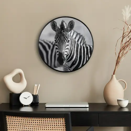 Zebra's - Zwart - Wit Fotolijst rond zonder passe partout klein -sfeer1