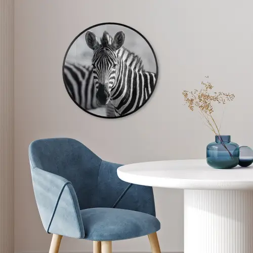 Zebra's - Zwart - Wit Fotolijst rond zonder passe partout klein -sfeer2