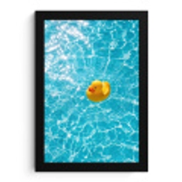 Badeend - Dobberen - Blauw fotolijst zwart zonder passe partout klein -3d