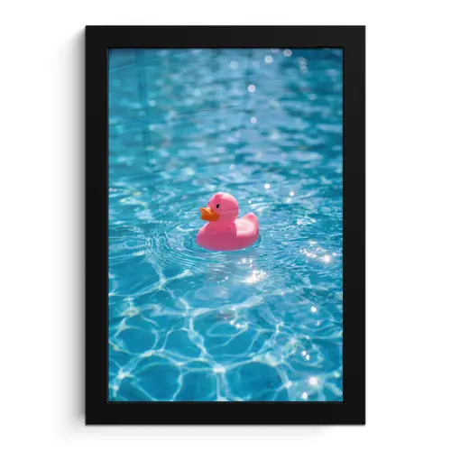 Badeend - Dobberend - Roze fotolijst zwart zonder passe partout klein -3d