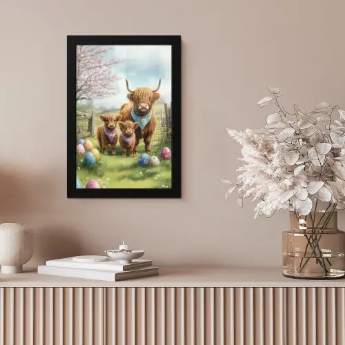 Schotsehooglanders - Paaseieren - Lente fotolijst zwart zonder passe partout klein -sfeer5