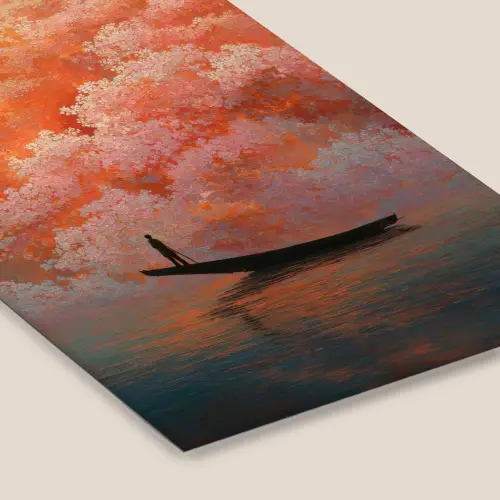 Zee - Boot - Wolken - Oranje fotolijst zwart zonder passe partout klein -zsfeer6
