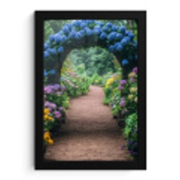 Doorkijk - Bloemen - Hortensia - Pad fotolijst zwart zonder passe partout klein -3d