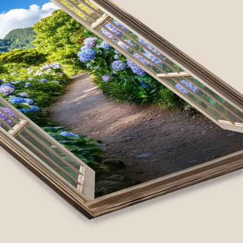 Doorkijk - Hortensia - Pad - Natuur fotolijst zwart zonder passe partout klein -zsfeer6
