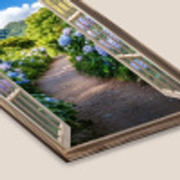 Doorkijk - Hortensia - Pad - Natuur fotolijst zwart zonder passe partout klein -zsfeer6