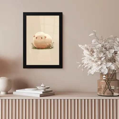 Schaap - Beige - Bloemen fotolijst zwart zonder passe partout klein -sfeer5