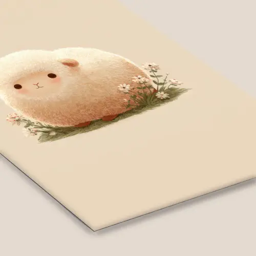 Schaap - Beige - Bloemen fotolijst zwart zonder passe partout klein -zsfeer6