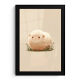 Schaap - Beige - Bloemen fotolijst zwart zonder passe partout klein -3d