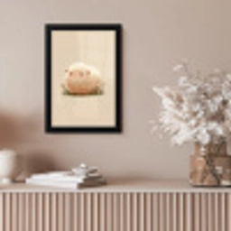 Schaap - Beige - Bloemen fotolijst zwart zonder passe partout klein -sfeer5