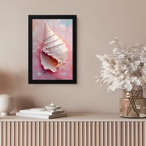 Schelp - Pastel - Pink fotolijst zwart zonder passe partout klein -sfeer5