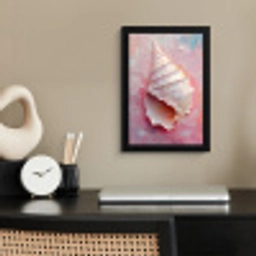 Schelp - Pastel - Pink fotolijst zwart zonder passe partout klein -sfeer1