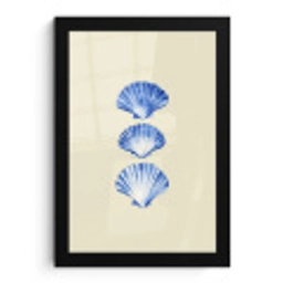 Schelpen - Blauw - Beige fotolijst zwart zonder passe partout klein -3d