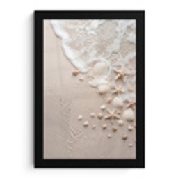 Schelpen - Zeesterren - Strand fotolijst zwart zonder passe partout klein -3d