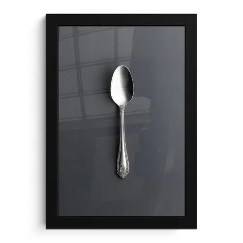 Zilver - Metaal - Lepel fotolijst zwart zonder passe partout klein -3d