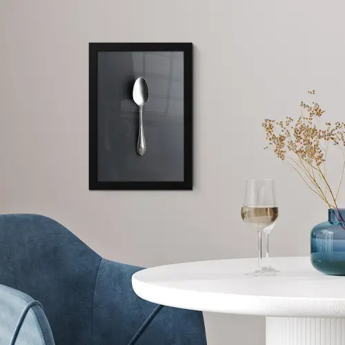 Zilver - Metaal - Lepel fotolijst zwart zonder passe partout klein -sfeer4