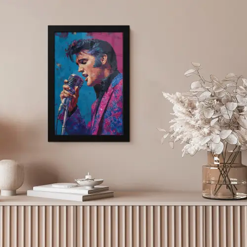 Zingende man - Glitterjas - Microfoon fotolijst zwart zonder passe partout klein -sfeer5