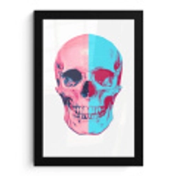 Schedel - Grafisch - Roze - Verdeeld fotolijst zwart zonder passe partout klein -3d