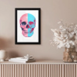 Schedel - Grafisch - Roze - Verdeeld fotolijst zwart zonder passe partout klein -sfeer5