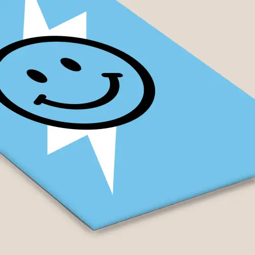 Smiley - Blauw - Bliksem fotolijst zwart zonder passe partout klein -zsfeer6