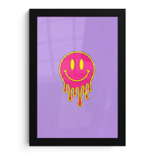 Smiley - Drip - Neon fotolijst zwart zonder passe partout klein -3d