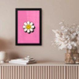 Smiley - Bloem - Roze fotolijst zwart zonder passe partout klein -sfeer5
