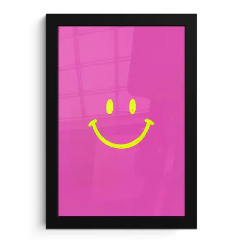 Smiley - Vrolijk - Roze fotolijst zwart zonder passe partout klein -3d