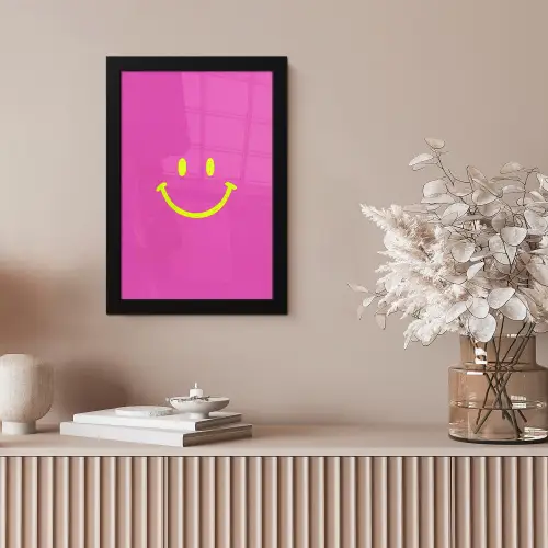 Smiley - Vrolijk - Roze fotolijst zwart zonder passe partout klein -sfeer5