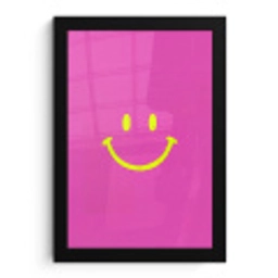 Smiley - Vrolijk - Roze fotolijst zwart zonder passe partout klein -3d