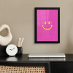 Smiley - Vrolijk - Roze fotolijst zwart zonder passe partout klein -sfeer1