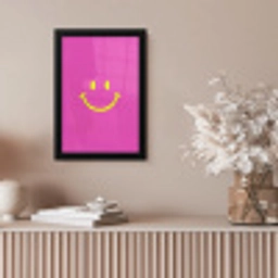 Smiley - Vrolijk - Roze fotolijst zwart zonder passe partout klein -sfeer5