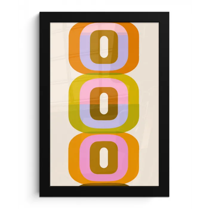 Stapel - Vormen - Geblokt - Oranje fotolijst zwart zonder passe partout klein -3d
