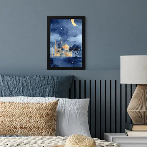 Sterrenhemel - Goud - Gedetailleerde koepels fotolijst zwart zonder passe partout klein -sfeer3