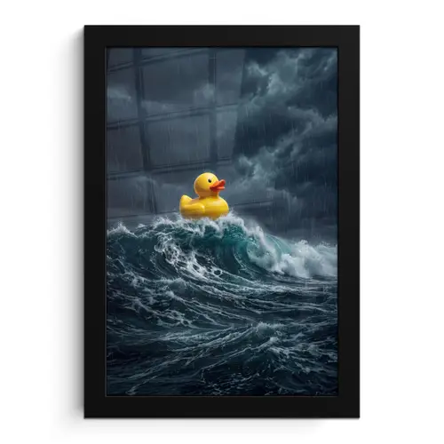 Storm - Badeend - Golven fotolijst zwart zonder passe partout klein -3d