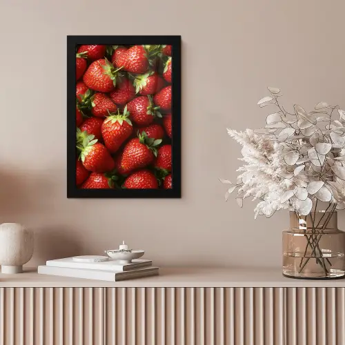 Aardbei - Fruit - Rood fotolijst zwart zonder passe partout klein -sfeer5