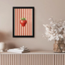 Aardbei - Strepen - Rood fotolijst zwart zonder passe partout klein -sfeer5