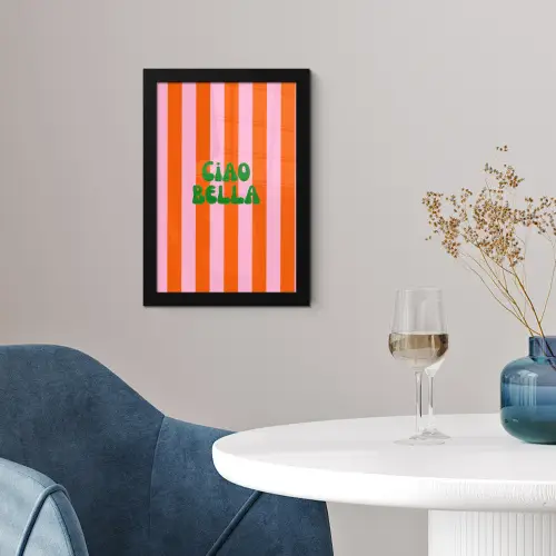 Strepen - Oranje - Verticaal - Ciao bella fotolijst zwart zonder passe partout klein -sfeer4