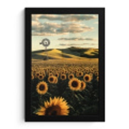 Zonnebloem - Veld - Windmolen fotolijst zwart zonder passe partout klein -3d